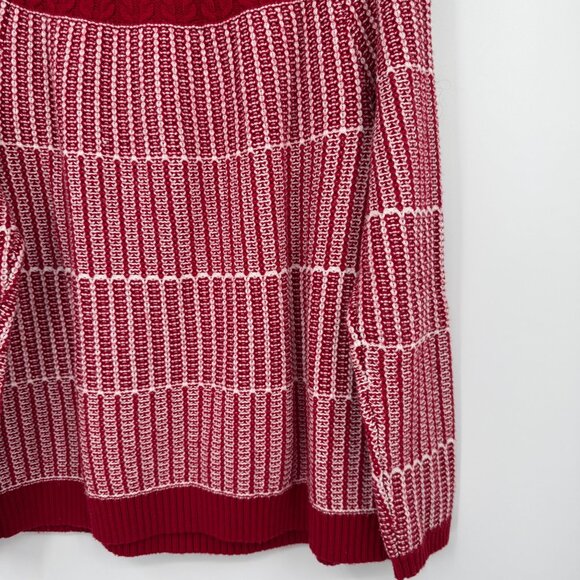 Talbots Women size XL Red White Knit Ribbed Cotten Blend Pullover Sweater Cottag - Picture 6 of 8